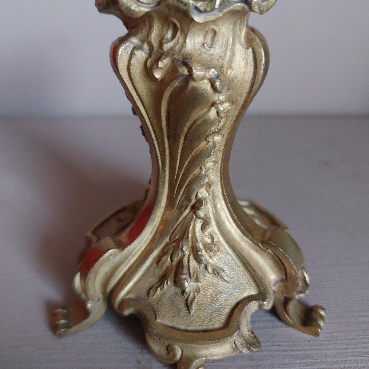 Pair Of Louis XV Style Gilt Bronze Candlesticks -photo-5