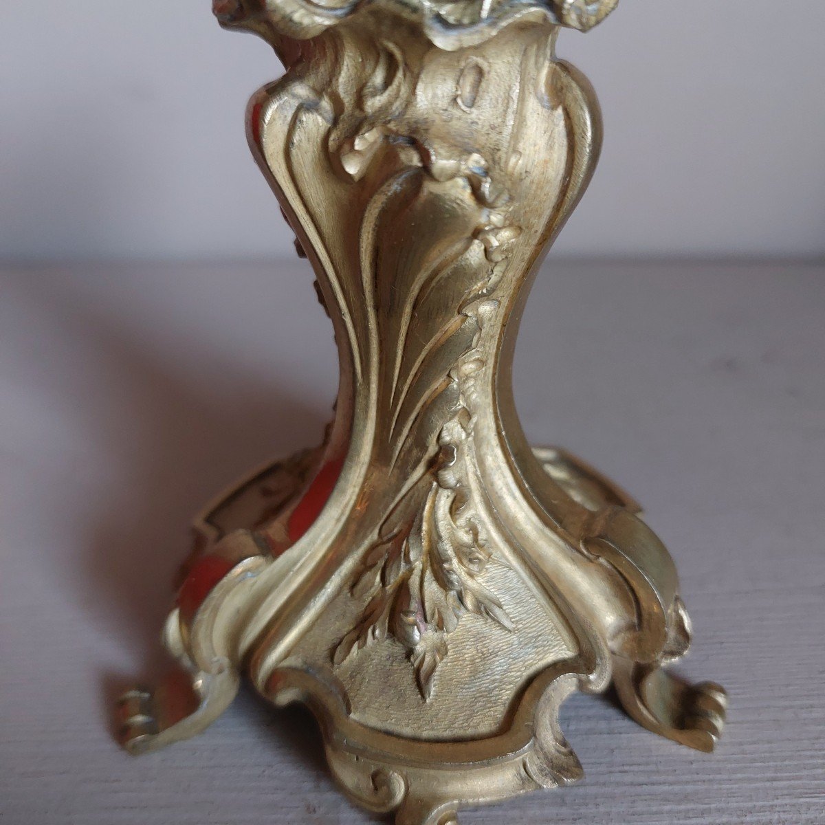 Paire De Bougeoirs En Bronze Doré De Style Louis XV -photo-5