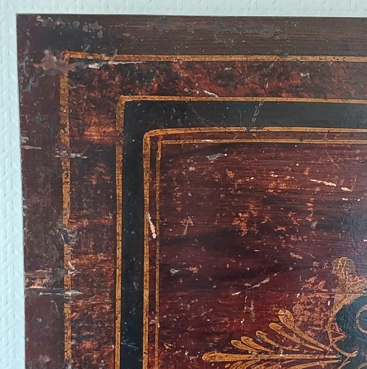 Napoleon 3 Period Painted Wood Panel-photo-2
