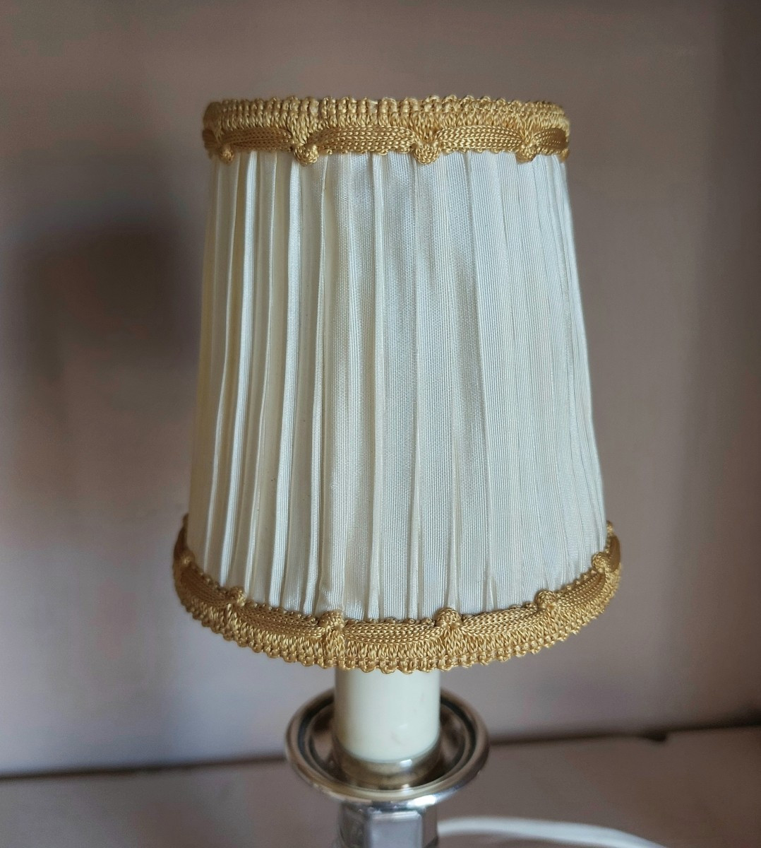 Paire De Lampes En Métal Argenté -photo-2