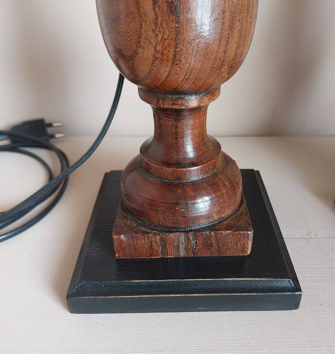 Pair Of Turned Wood Lamps -photo-2