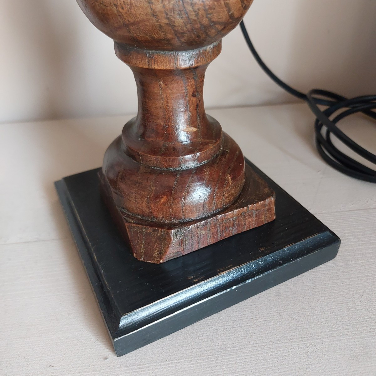 Pair Of Turned Wood Lamps -photo-4