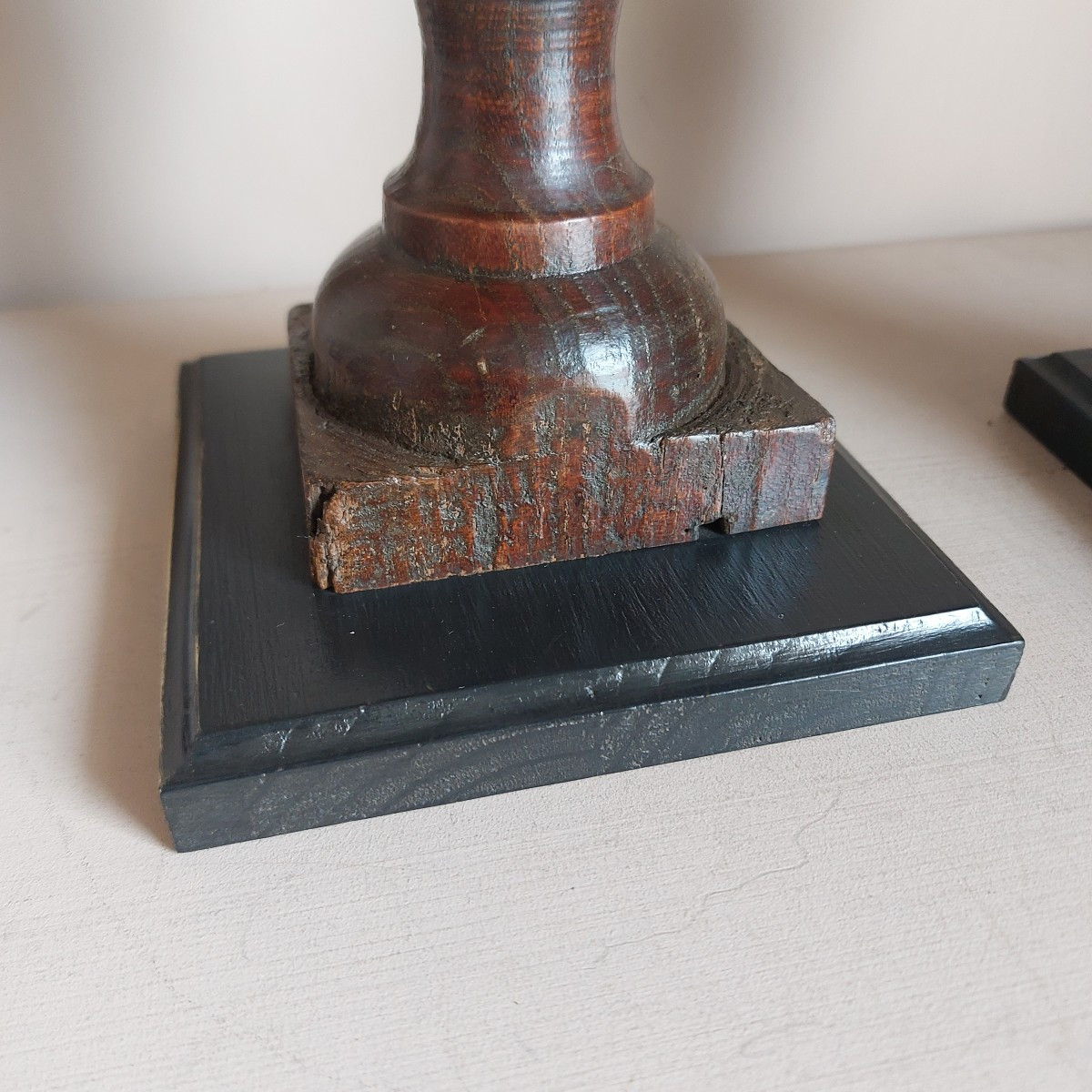 Paire de lampes en bois tourné -photo-3