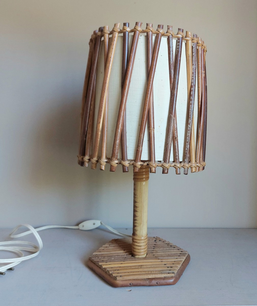 Lampe en bambou de Louis SOGNOT vers 1950-photo-2