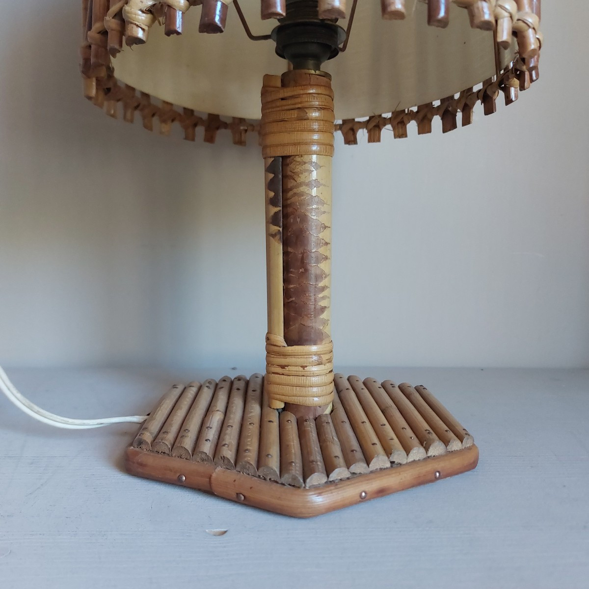 Lampe en bambou de Louis SOGNOT vers 1950-photo-1