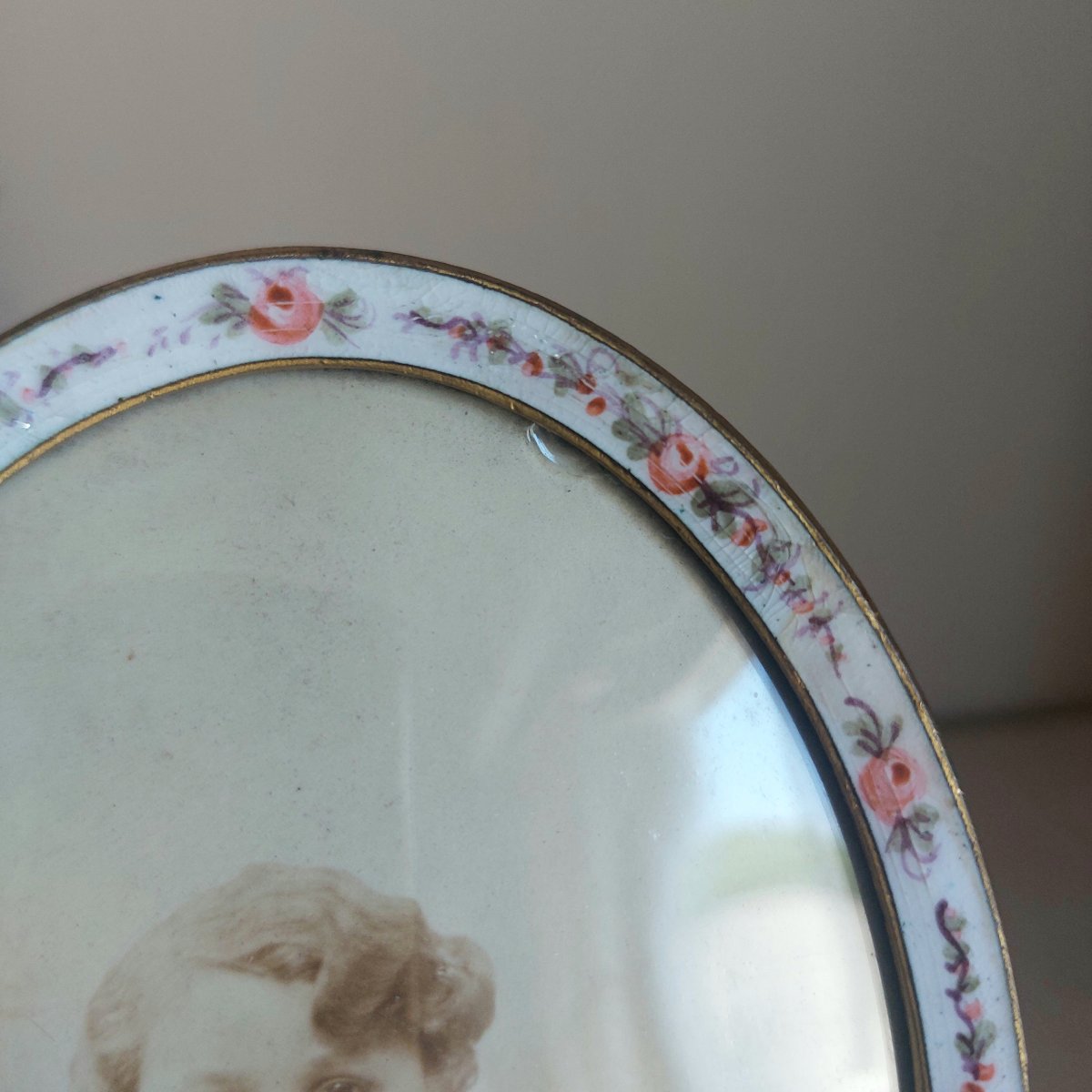Pair Of Oval, Enameled Picture Frames -photo-1