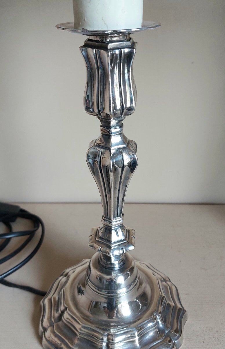 Pair Of Silver-colored Metal Lamps -photo-3