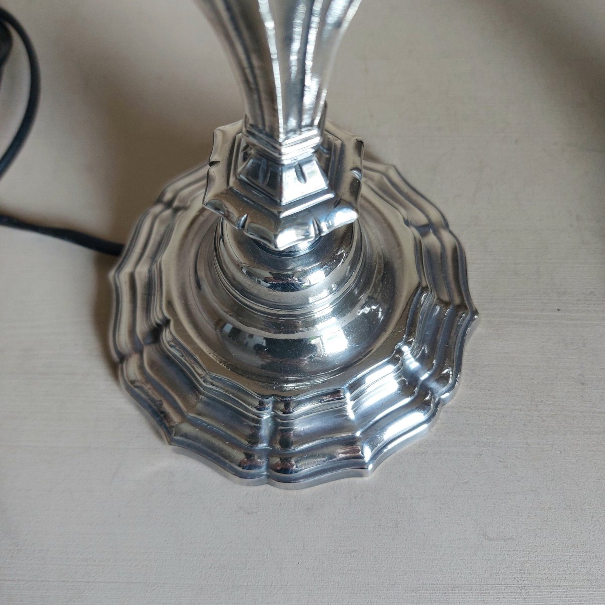 Pair Of Silver-colored Metal Lamps -photo-1