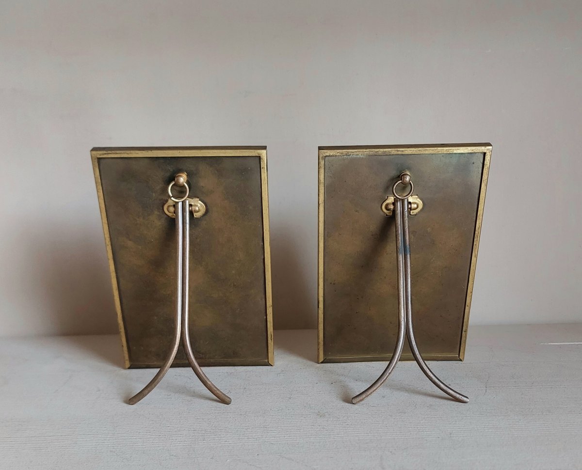 A Pair Of Gold-plated Brass Picture Frames. -photo-2