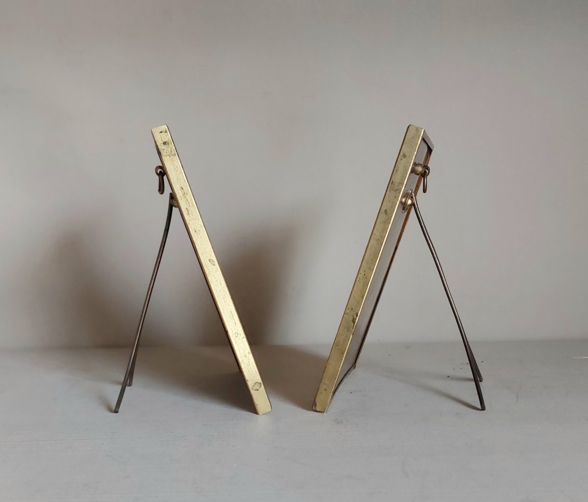 A Pair Of Gold-plated Brass Picture Frames. -photo-3