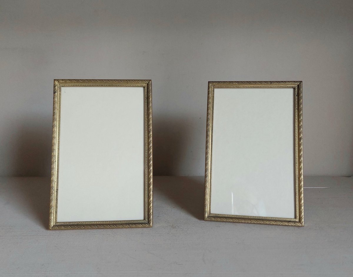 A Pair Of Gold-plated Brass Picture Frames. 