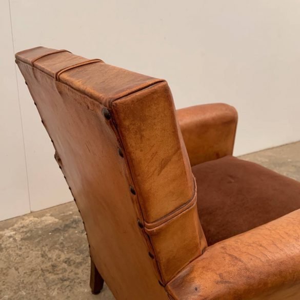 Paire De Fauteuils Cuir Vers 1950-photo-4