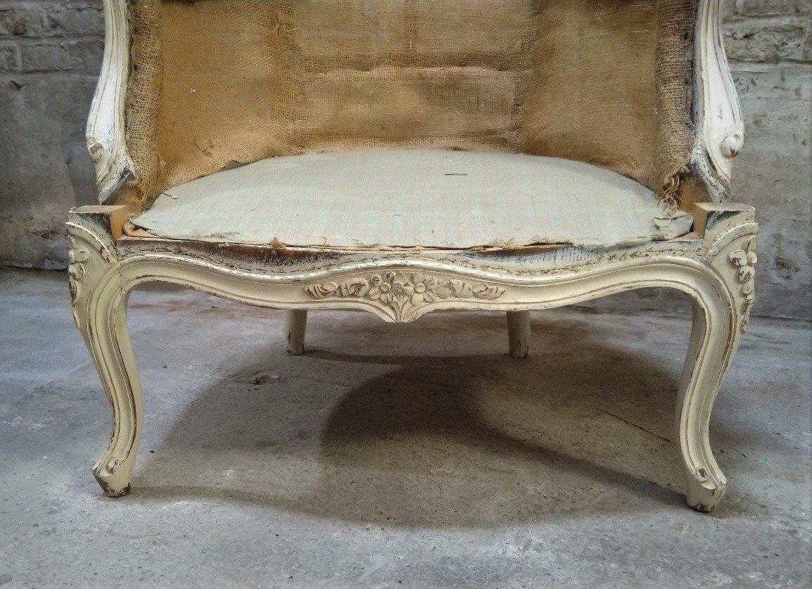 Pair Of Lacquered Louis XV Style Bergeres Around 1950-photo-2