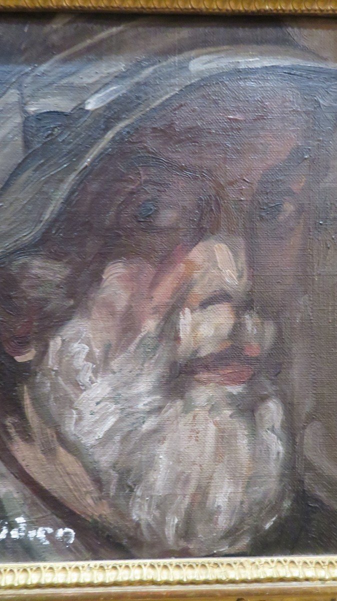 Ancien Tableau Portrait Autoportrait Par Godien  Peintre De L Ecole Lyonnaise XIXe XXe-photo-2