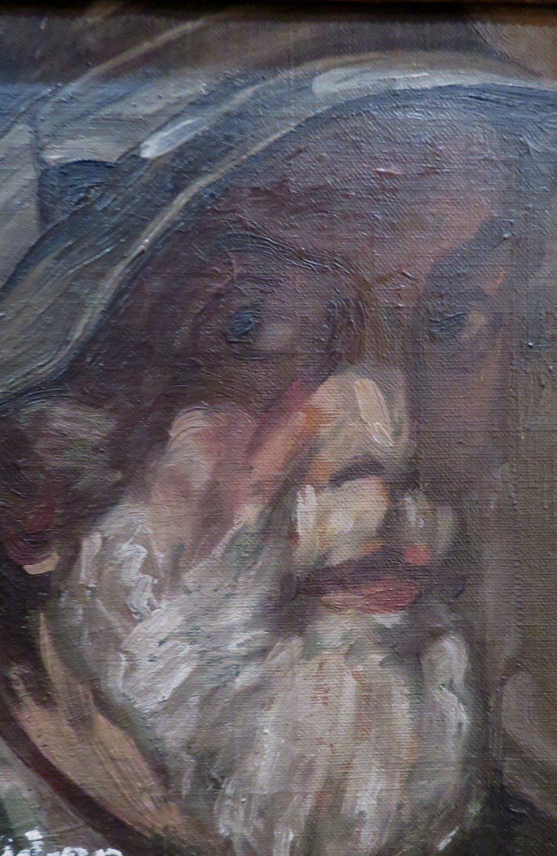 Ancien Tableau Portrait Autoportrait Par Godien  Peintre De L Ecole Lyonnaise XIXe XXe-photo-3