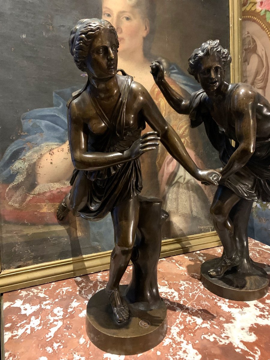 2 Nineteenth Bronzes Fontes De Barbedienne Allegory Of Sport Atalanta Hippomene-photo-6
