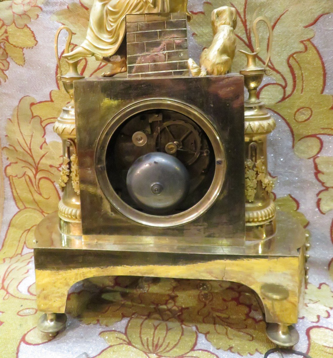Pendulum In Gilt Bronze Empire Period In Gilt Bronze The Spinner Clotho Goddess Of Destiny Nineteenth-photo-5