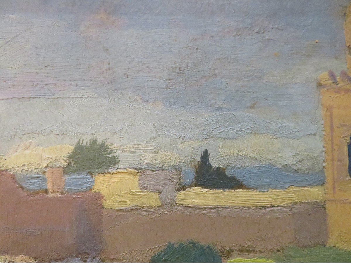 Old Orientalist Painting Marrakech Morocco By Marcel Vicaire In 1931 Oil On Cardboard-photo-1