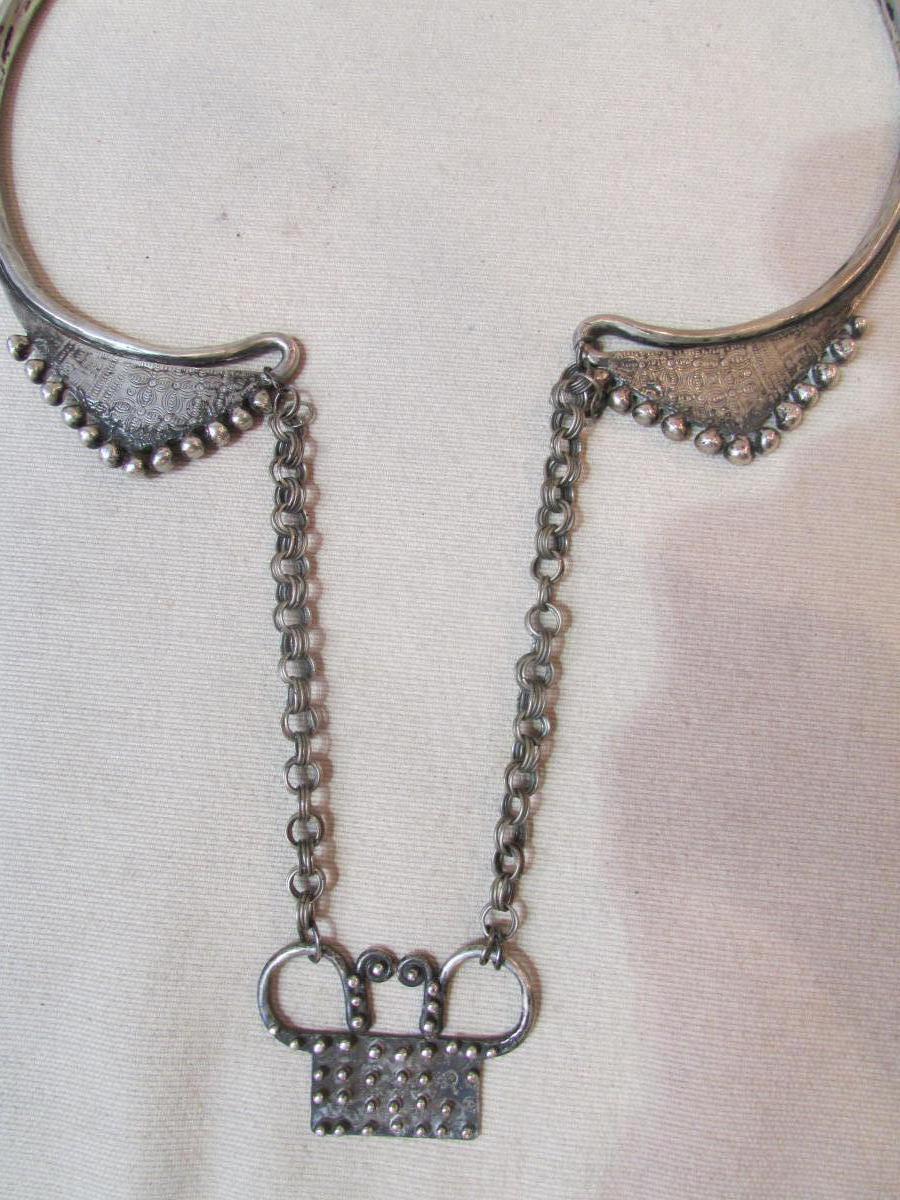 Sterling Silver Necklace Ethnic Far East Cambodia? Debut Twentieth Epoque-photo-2