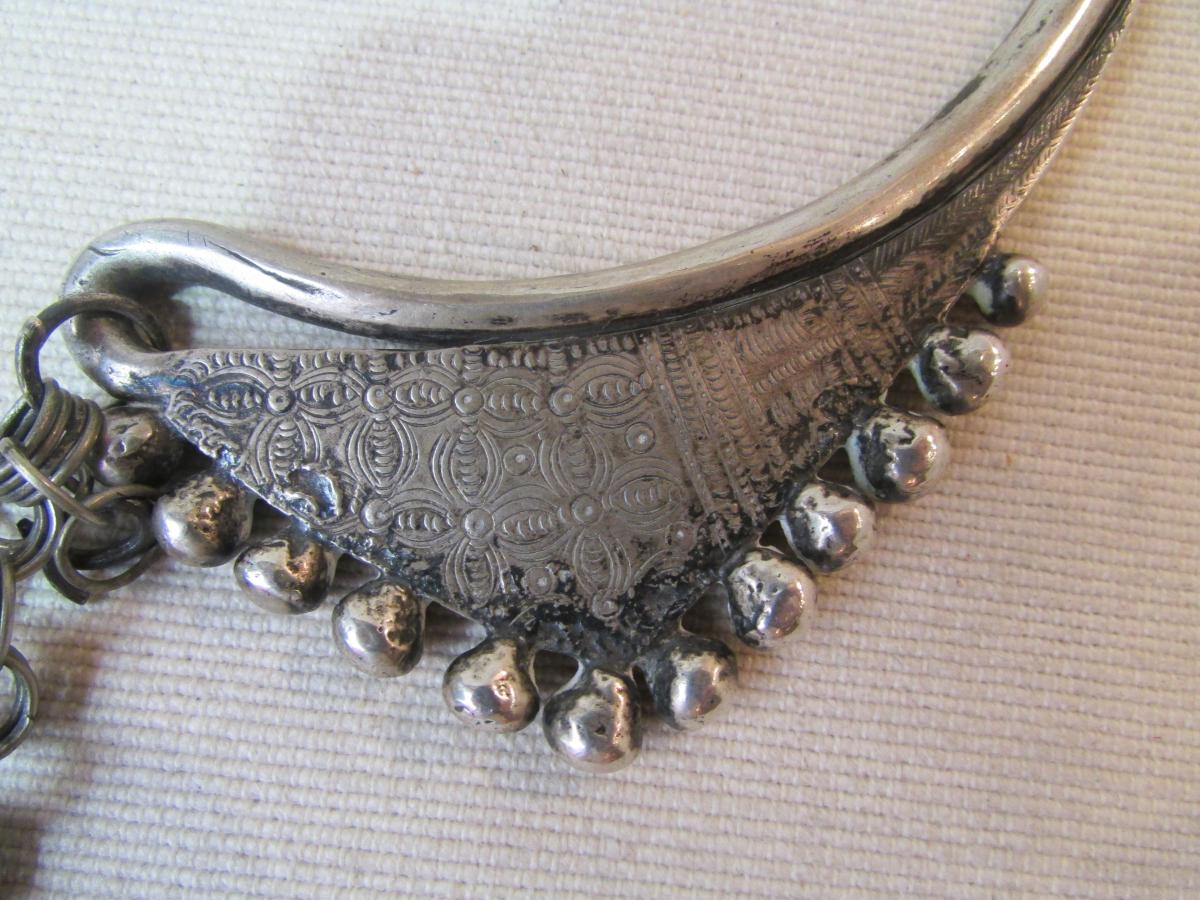 Sterling Silver Necklace Ethnic Far East Cambodia? Debut Twentieth Epoque-photo-4