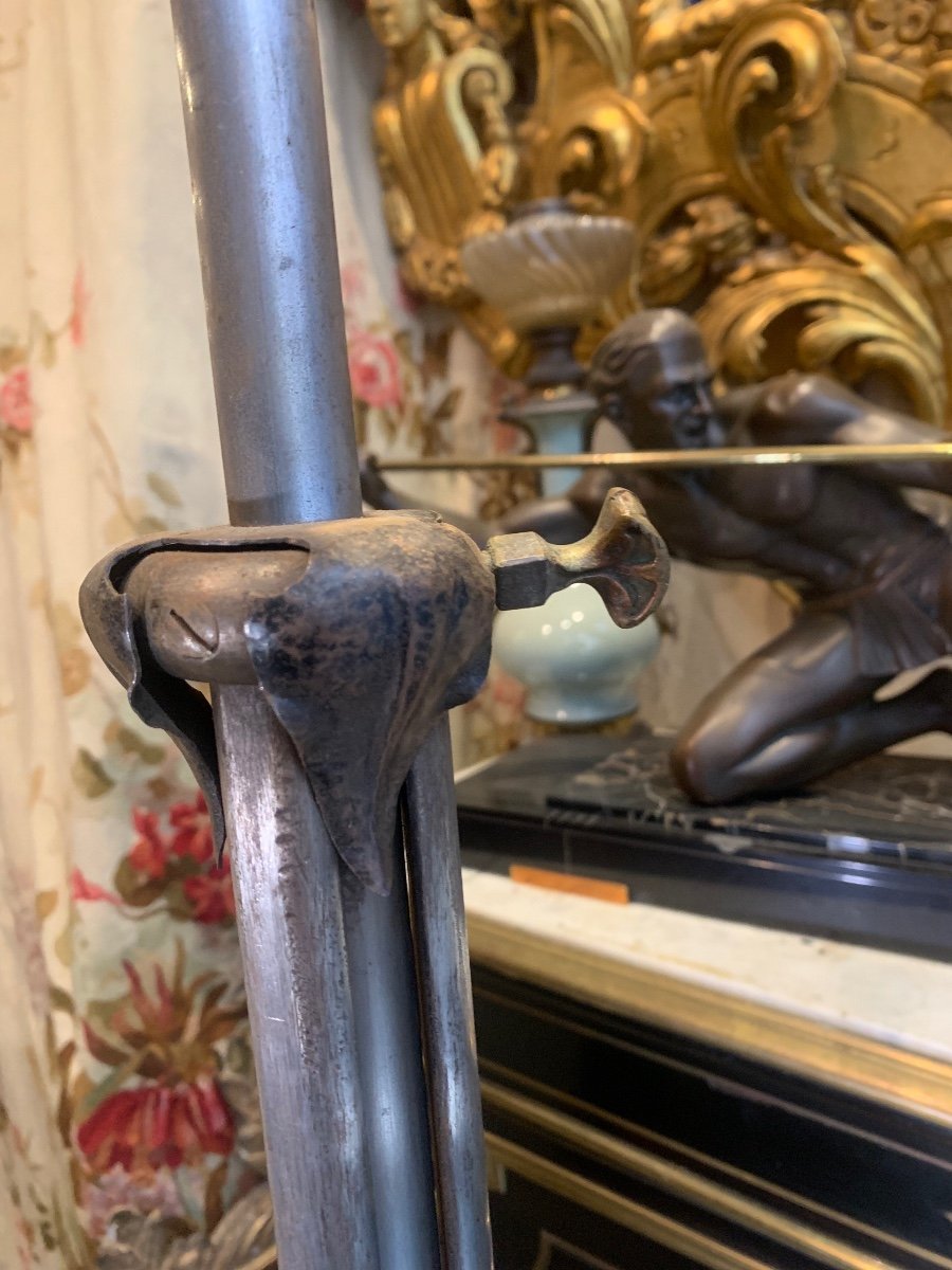Lampadaire En Acier Epoque Art Nouveau 1900  Antique Chandelier -photo-2