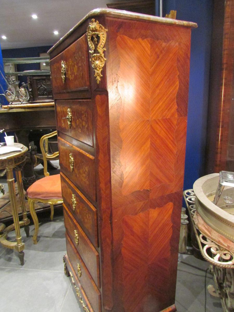 Secretaire Milieu XIXeme Napoleon III Marqueterie Et Bronze Bois De Rose Palissandre-photo-2