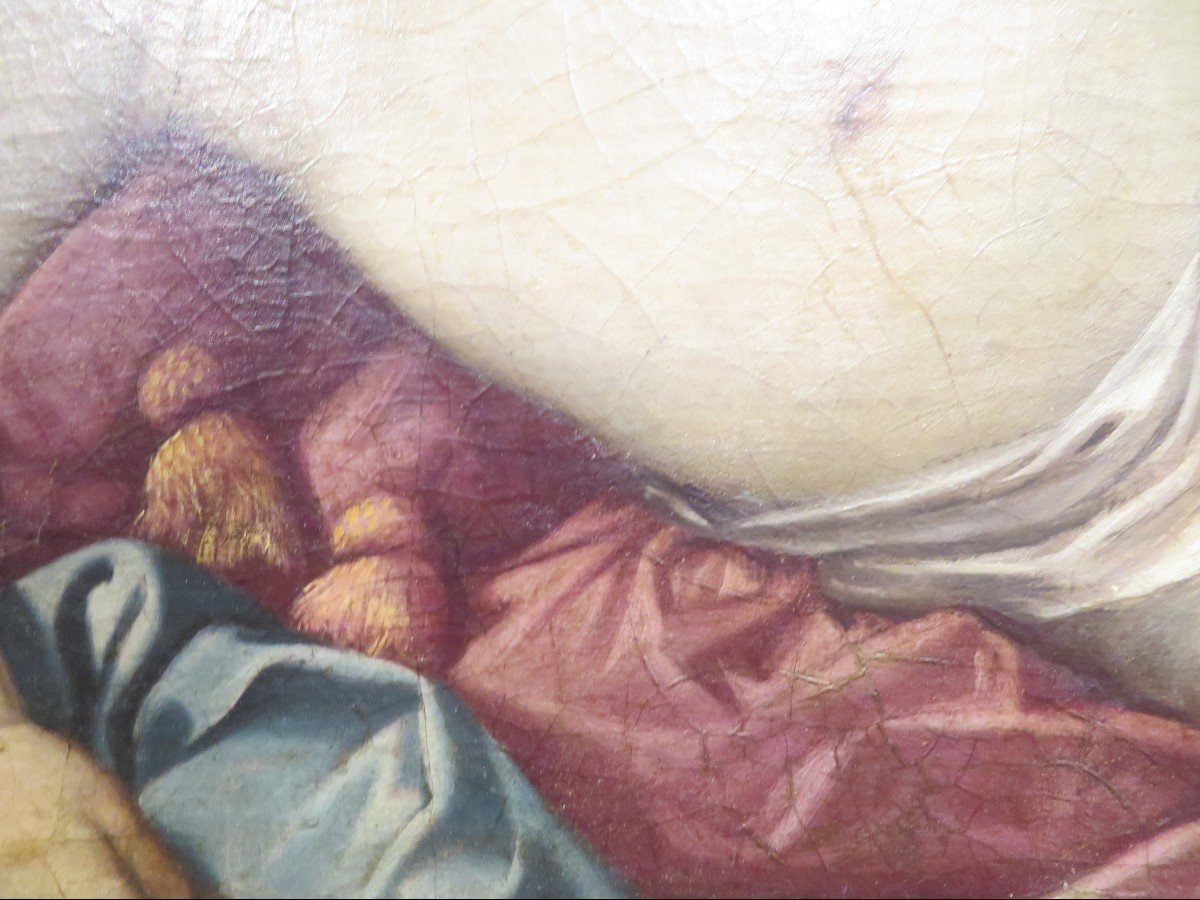 huile / toile Tableau Vierge A L Enfant Madonna école Italienne  Début XIXe Cadre Superbe Holy-photo-6
