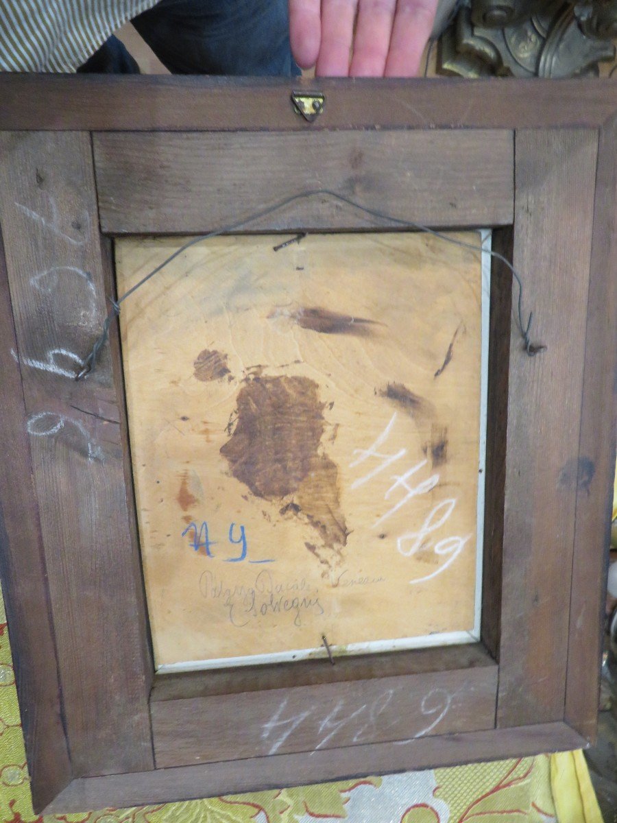 Oil Painting On Panel Venice Palazzo Ducale Nineteenth Carnival Lively With Baroque Costumes-photo-5