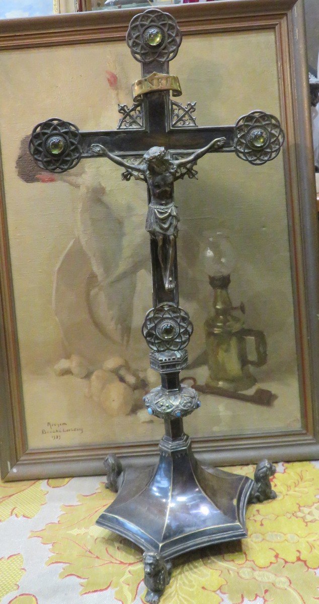 Grand Christ Crucifix Donné  A  éléonore De Flangebouche Doubs 25 Par Le Pape Pie IX En 1877