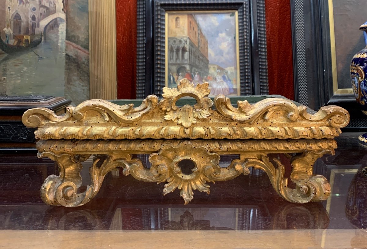 Lectern Period Early 18th Century In Openwork Golden Wood Baroque Rocaille Probably Venetian Italy