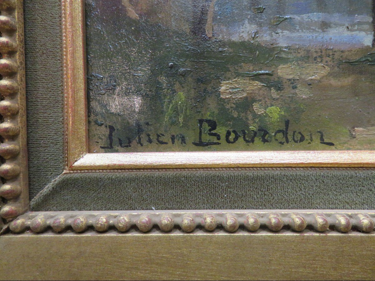 Julien Bourdon Oil / Hardboard Bathers In Collonges In Monts D Or Around Lyon 1930s-photo-3