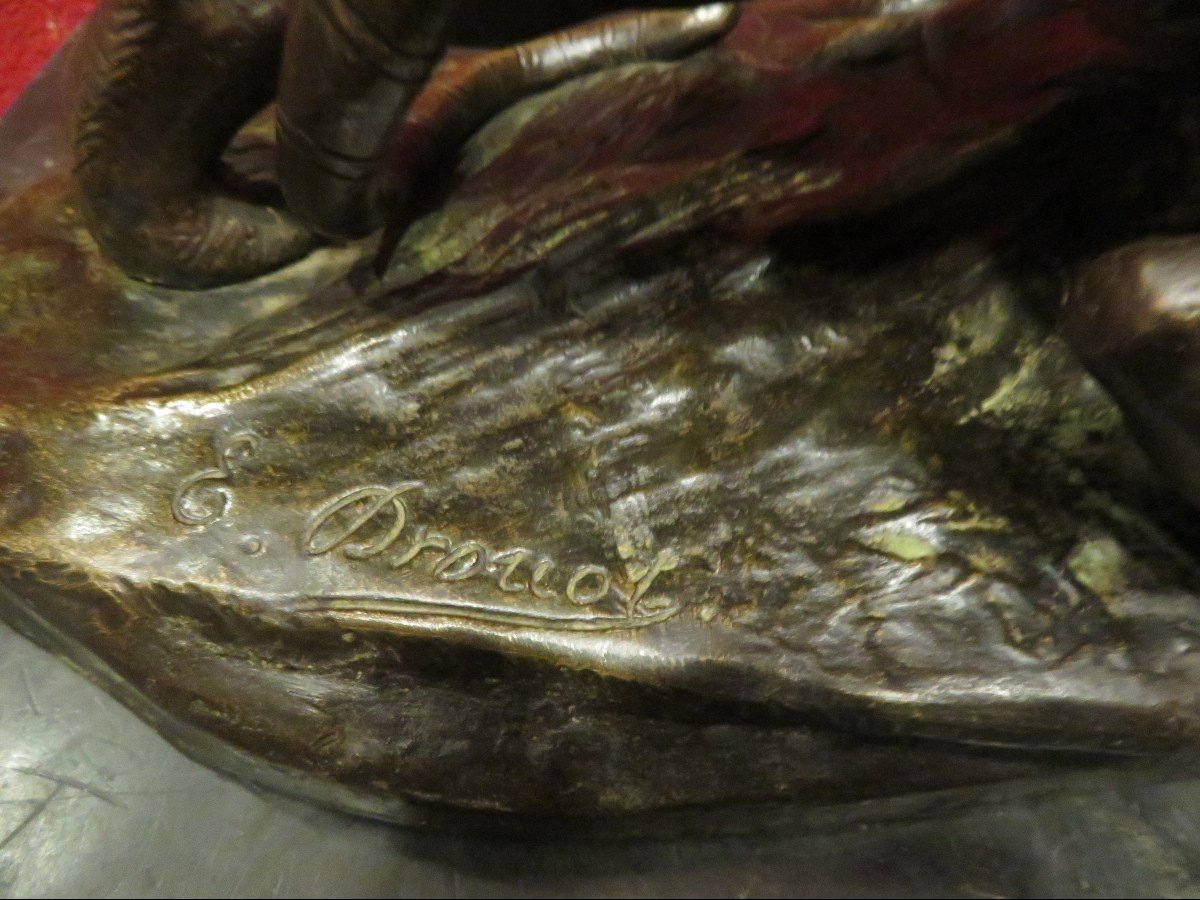 Ancien Grand Bronze Animalier Panthères  Ou Lionnes Rugissantes Par E Drouot  XIXe-photo-5