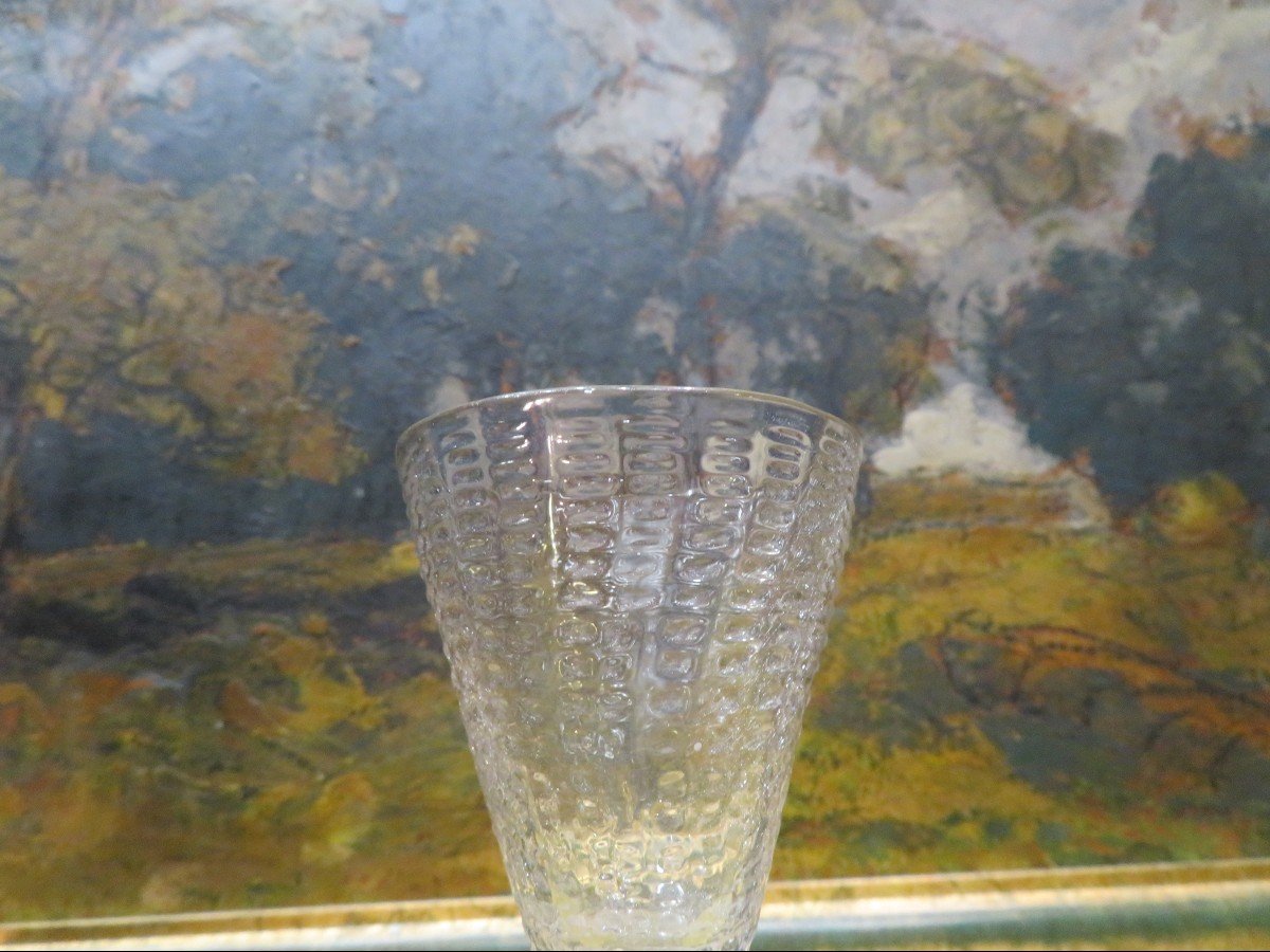 18th Century Flared Wine Glass With Dash Decor-photo-2