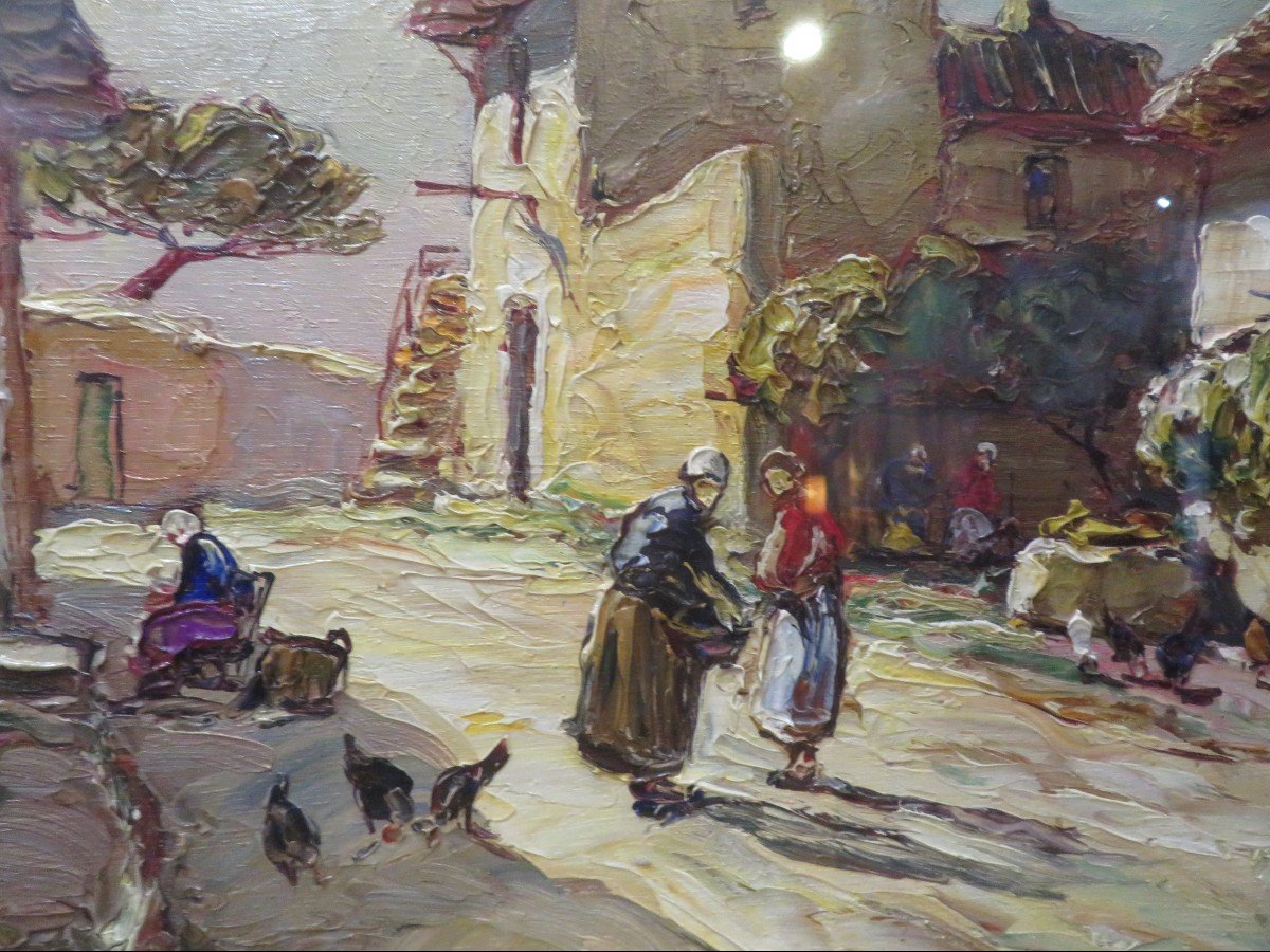  Tableau école Avignon Huile / Bois  Joseph Hurard Rue Des Peintres Villeneuve Les  Vers 1940-photo-3