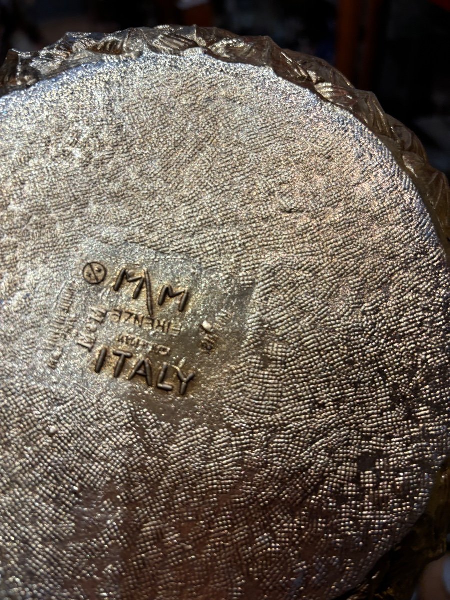 60s Gold Metal Ice Cube Bucket In Pineapple By Mauro Manetti Italy Firenze M/m-photo-3