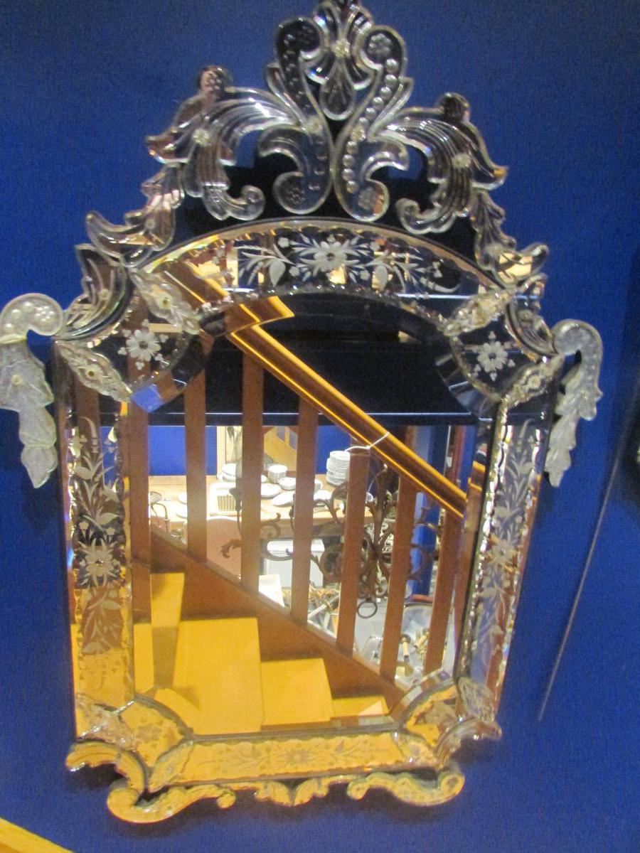 Miroir Glace De Venise Murano Epoque 1900 Style Louis XIV