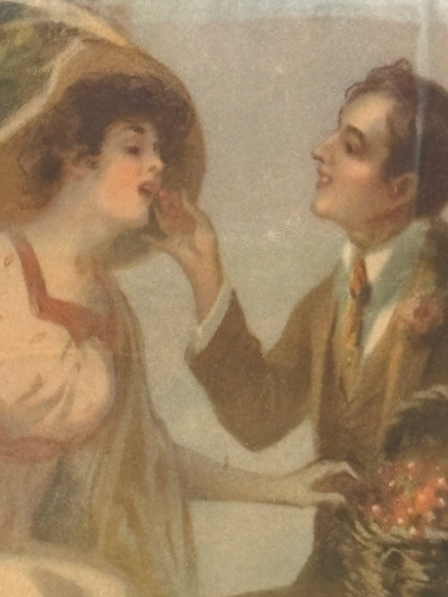 René Pean Pair Of Pastel Paintings Romantic Scenes Gallantry Through Time -photo-3
