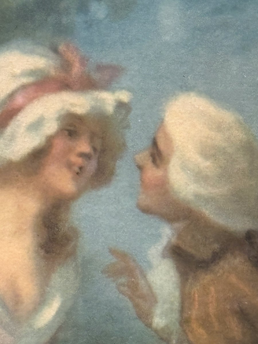 René Pean Pair Of Pastel Paintings Romantic Scenes Gallantry Through Time -photo-4