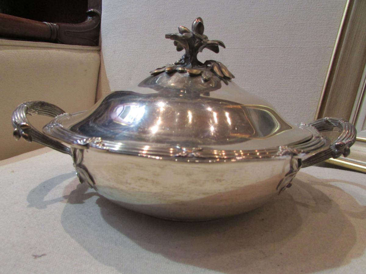 Légumier Soupière En Argent Massif Poincon Minerve Style Louis XVI Epoque Fin XIXeme