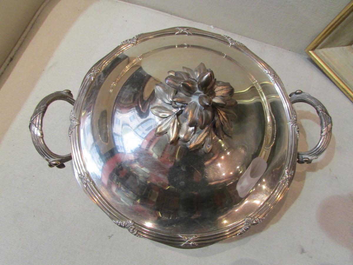 Vegetable Soup Tureen In Sterling Silver Minerve Poincon Louis XVI Style-photo-2