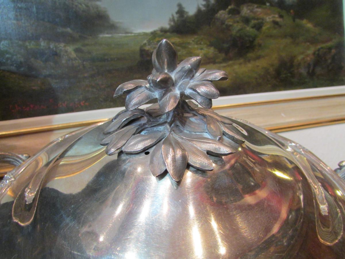 Vegetable Soup Tureen In Sterling Silver Minerve Poincon Louis XVI Style-photo-3
