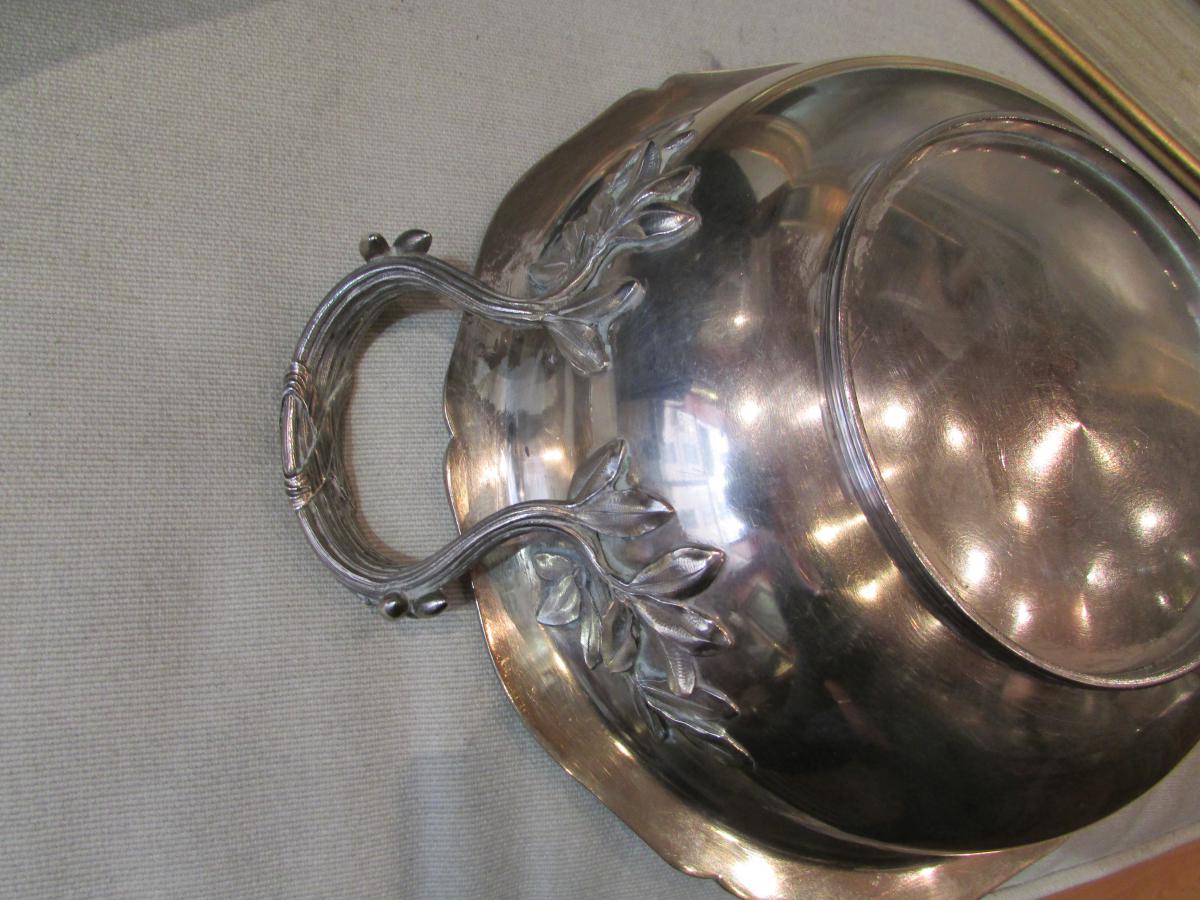 Vegetable Soup Tureen In Sterling Silver Minerve Poincon Louis XVI Style-photo-1