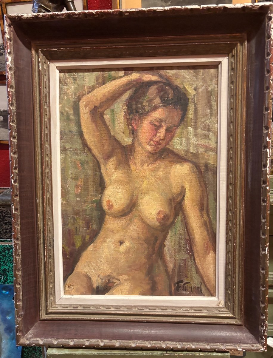 Tableau Fernand Majorel Nu Jeune Femme Art Déco Huile Sur Toile 