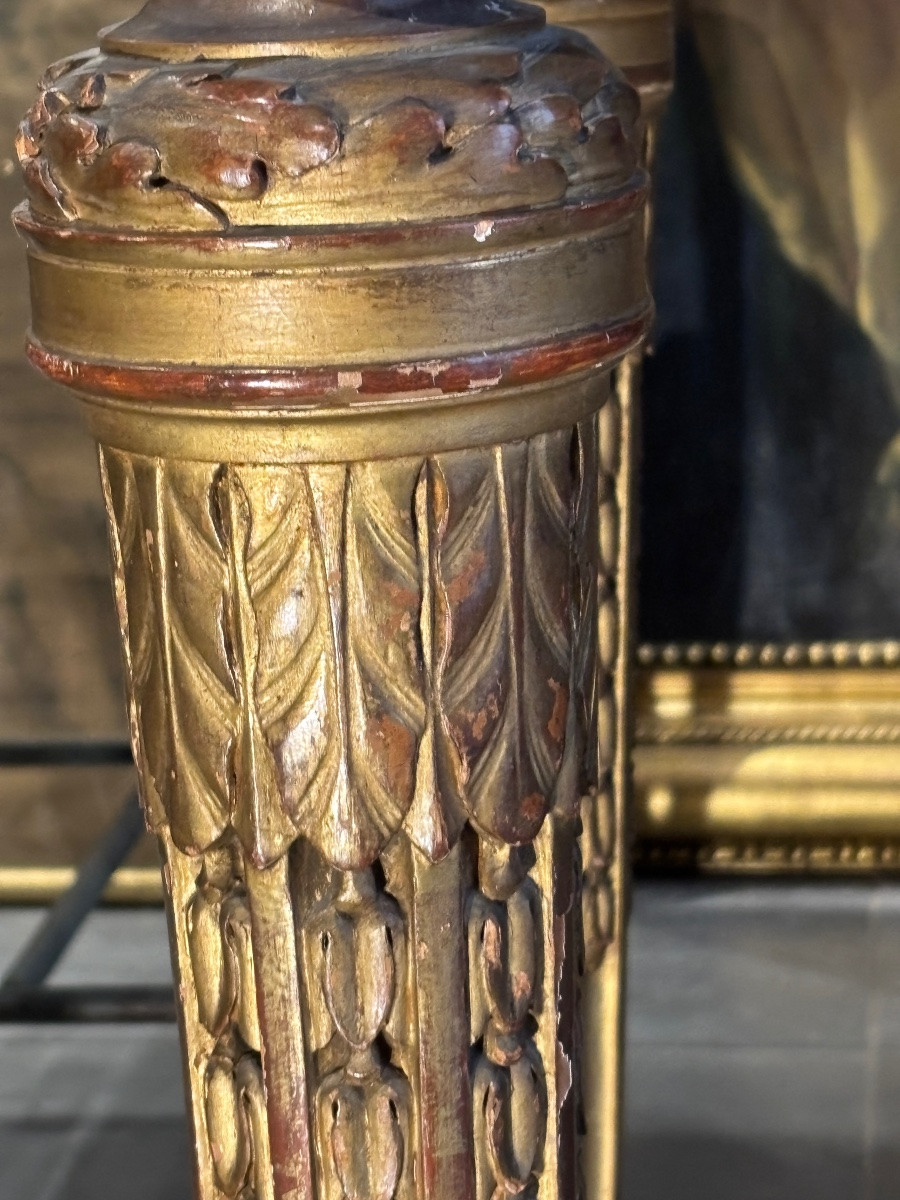 Large 19th Century Gilded Wood Console Table In Lxvi Style With Interlacing Decor -photo-1