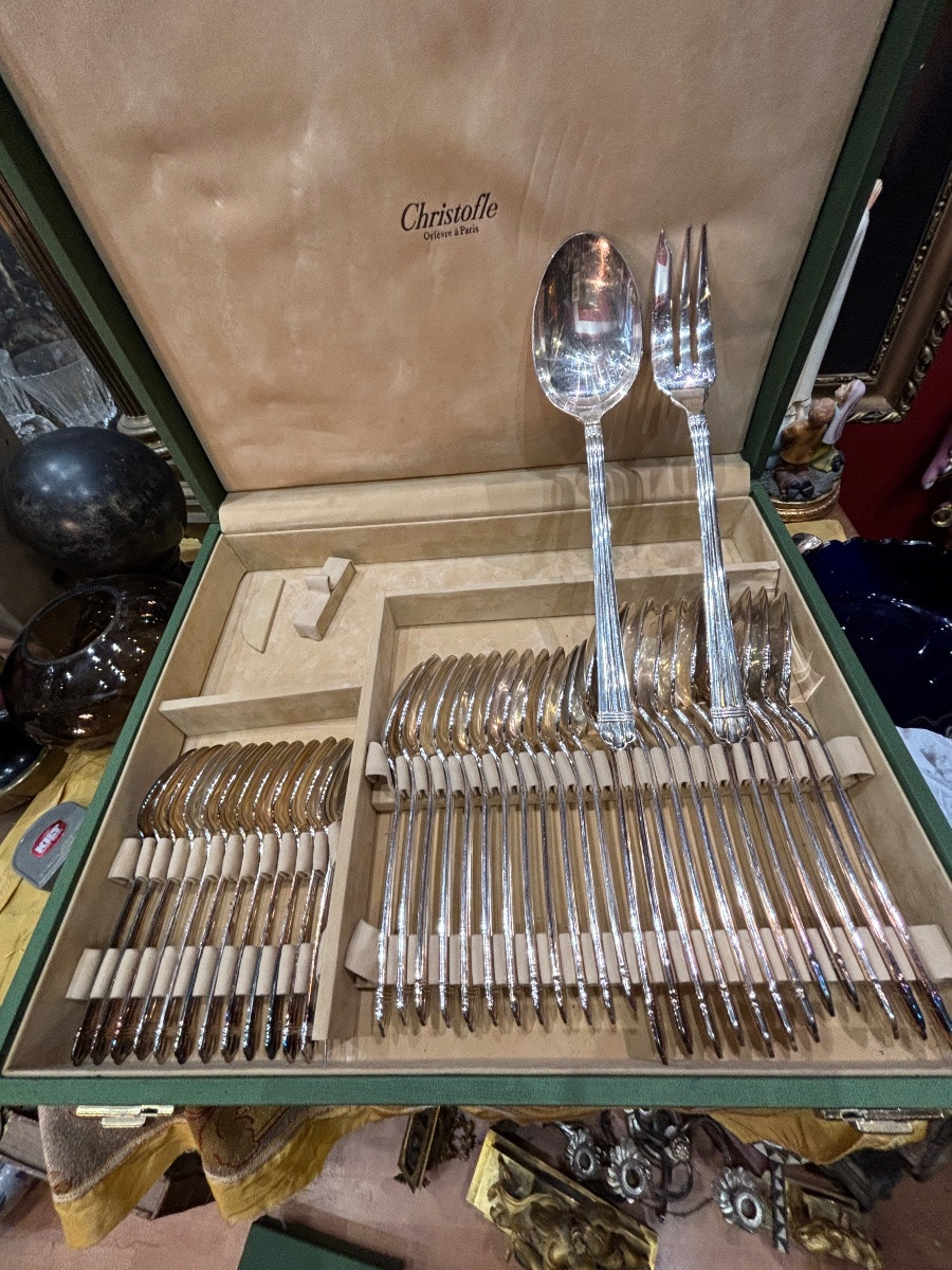Ménagère couverts couteaux 100 Pièce Aria Christofle Métal Argenté 1985 Bernard Yot-photo-4