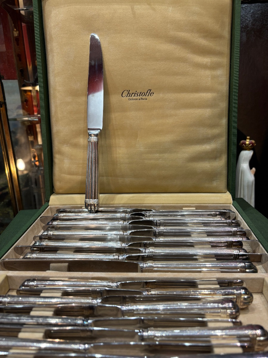 Ménagère couverts couteaux 100 Pièce Aria Christofle Métal Argenté 1985 Bernard Yot-photo-6