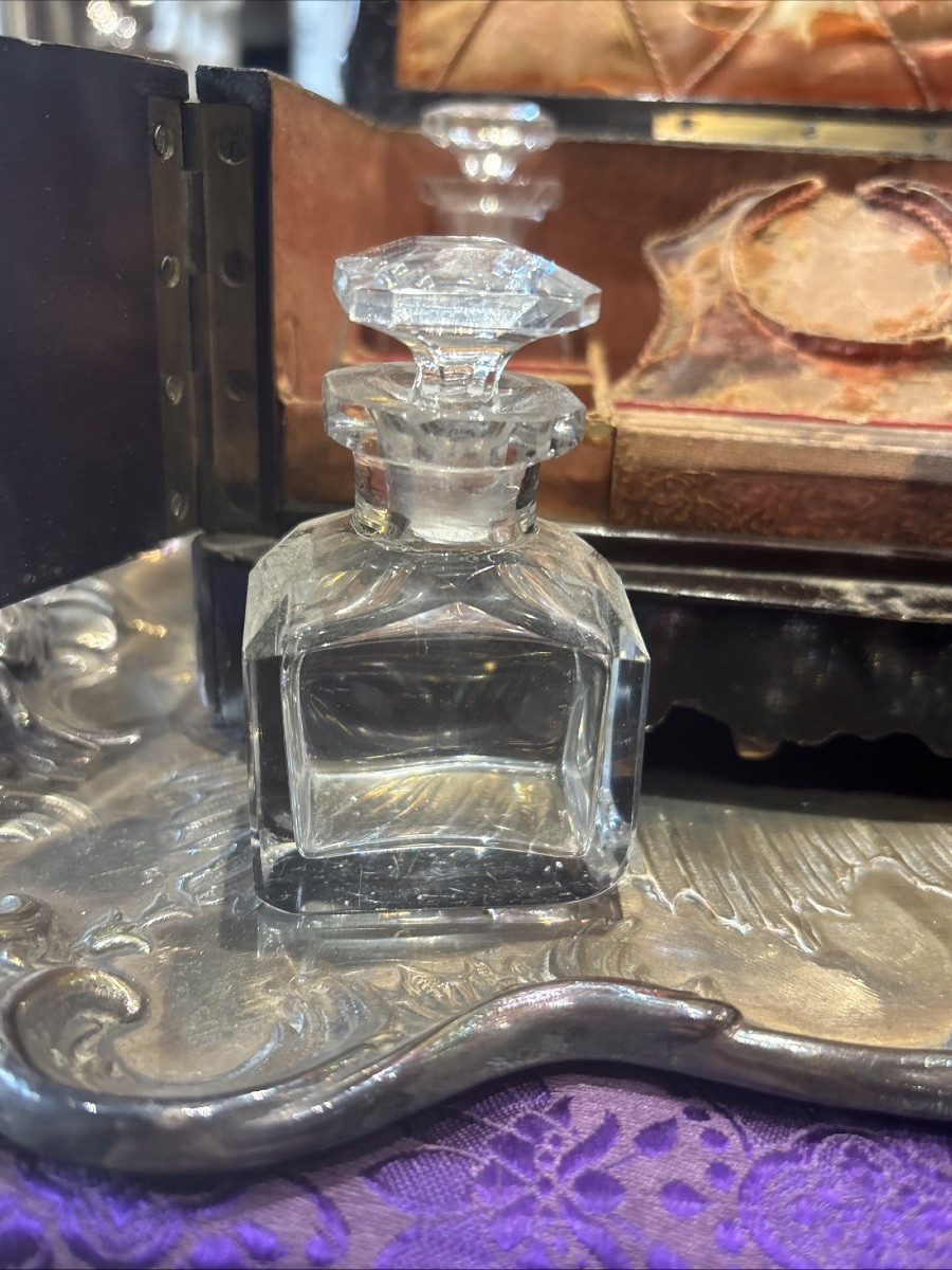 Antique Inkwell Watch Holder Box In Blackened Wood And Boulle Marquetry 19th Century Napoleon III -photo-6