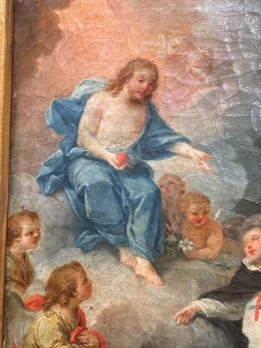 L ascension de saint Dominique huile sur toile XVII e ordre dominicain tableau religieux -photo-3