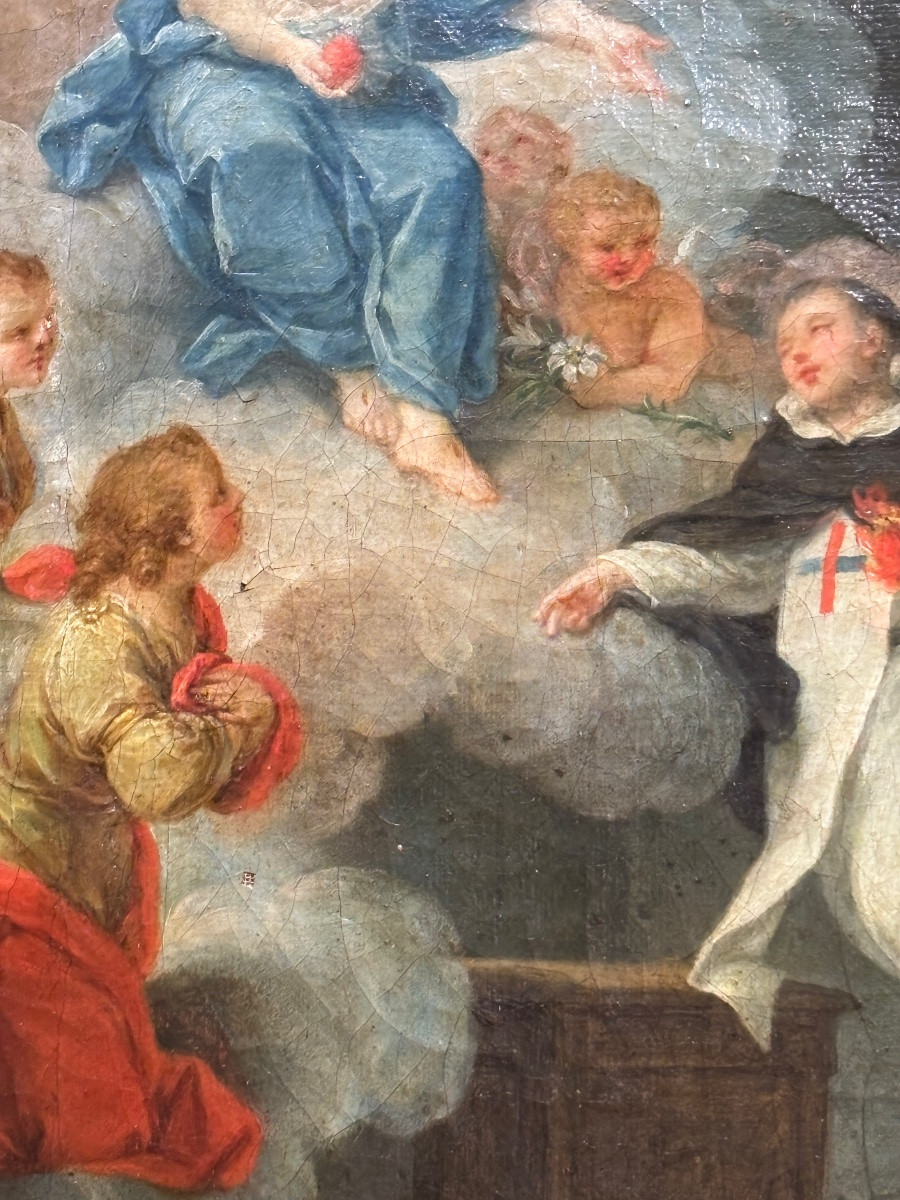 L ascension de saint Dominique huile sur toile XVII e ordre dominicain tableau religieux -photo-4