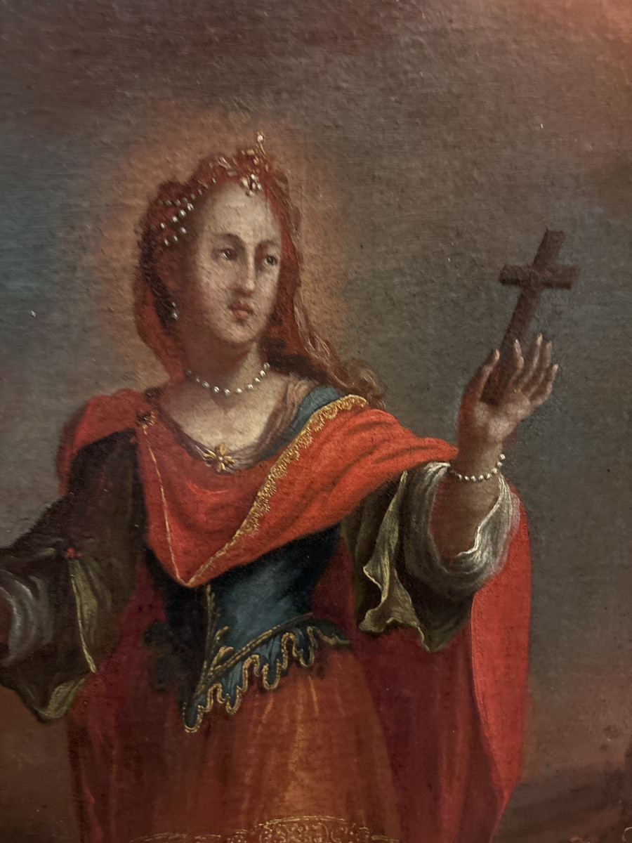 Sainte Apolline patronne des dentistes  tableau huile sur toile époque XVII -XVIIIe religieux -photo-2